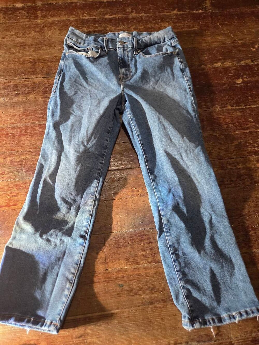 Good American ALWAYS FITS GOOD Petite STRAIGHT JEANS in Indigo316 sz 6-12 - Picture 2 of 4
